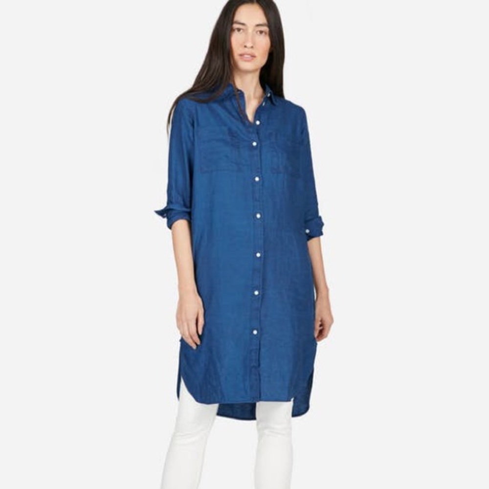 Everlane indigo shirt dress